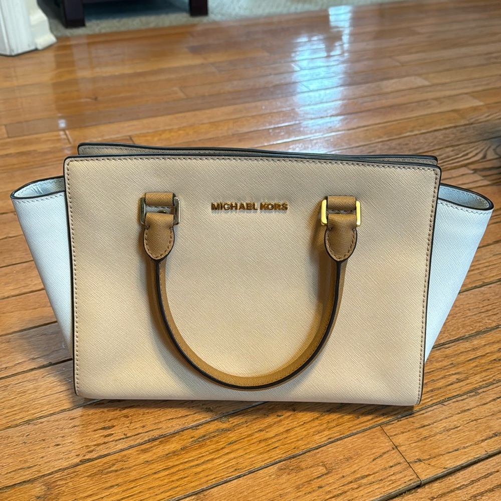 Tan/White Purse by Michael Kors